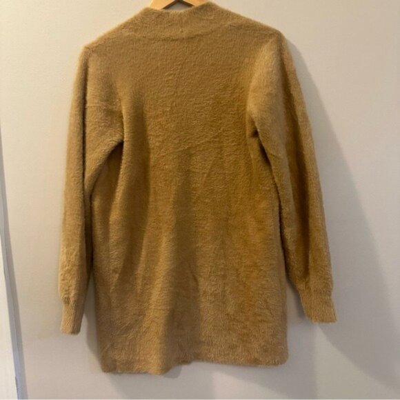 Cyrus Fuzzy Open Front Cardigan Camel Brown Cozy GrandmaCore Size M - Picture 3 of 8